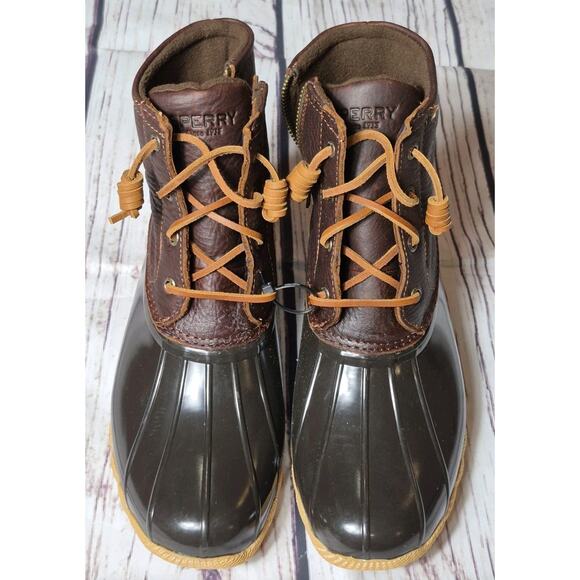 Sperry Saltwater Duck Boot Women's 9 Brown Leather Upper, Rubber Sole Waterproof - Picture 1 of 9